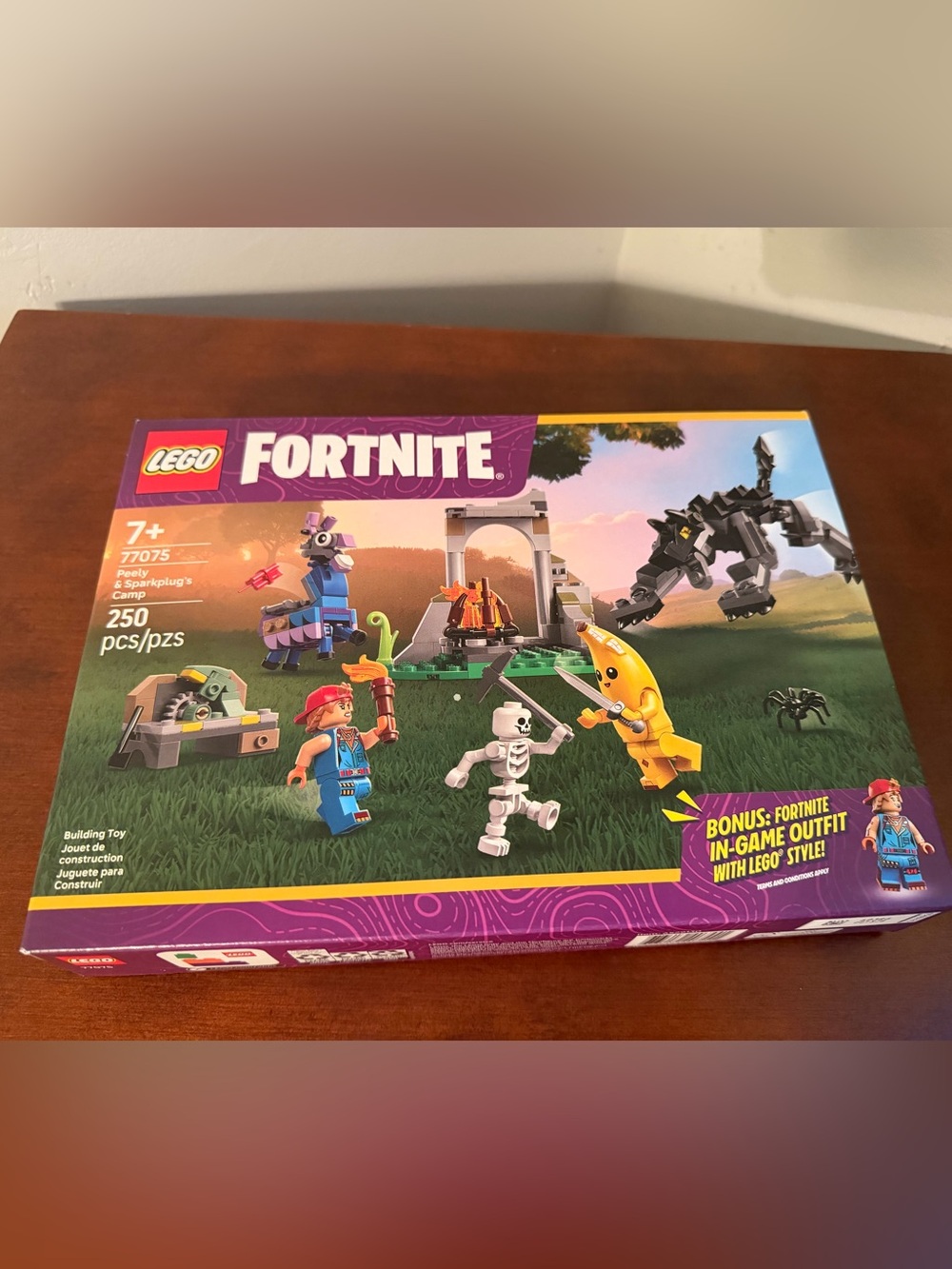 Lego Fortnite Set with Yellow Banana Minifigure and Blue Llama